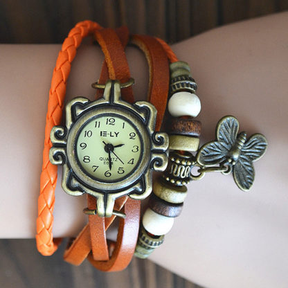 Náramkové hodinky Retro Butterfly Orange