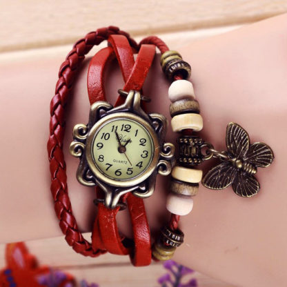 Náramkové hodinky Retro Butterfly Red