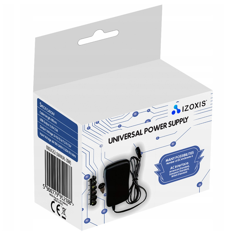 Univerzálny napájací adaptér s reguláciou napätia 30W, 3-12V