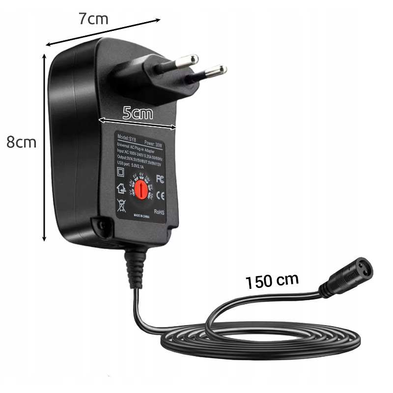 Univerzálny napájací adaptér s reguláciou napätia 30W, 3-12V