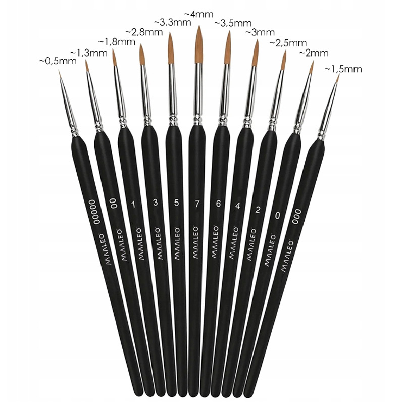 Umelecké nylonové štetce so stojanom - sada 11 ks