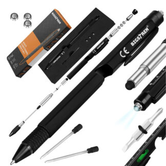 Multifunkčné pero 9v1 - LED svetlo, otvárač na fľaše, skrutkovač, vodováha, pravítko, stylus